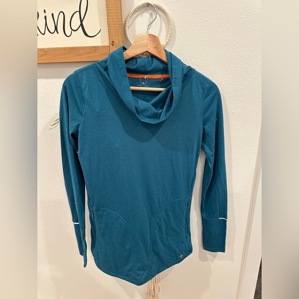 Teal Cowl Neck Hoodie for Women